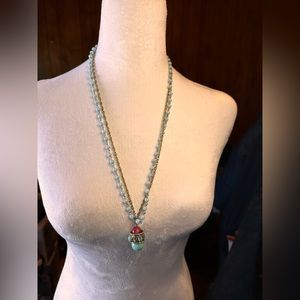 Turquoise and Gold Pendant Statement Necklace 15” NWOT